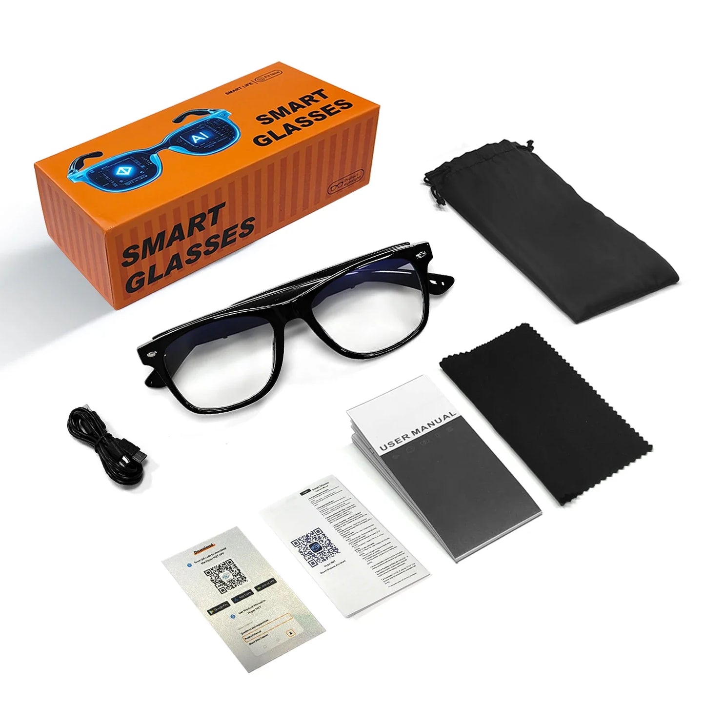 Smart Glasses with AI Translation – Supports 100+ Languages, Bluetooth TWS, Calls, Music, Noise Reduction & Light Control for Men & Women