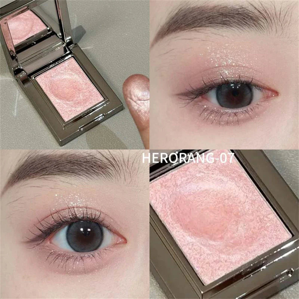 Metallic Glitter Eyeshadow Palette – Sparkling Cream Mousse Shimmer Highlighter in Punk Purple Pearlescent Pigments