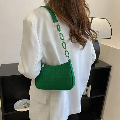 Luxury Lady Felt Armpit Design Tote – Fashionable Small Square Handbag for Women – Chic Crescent Style