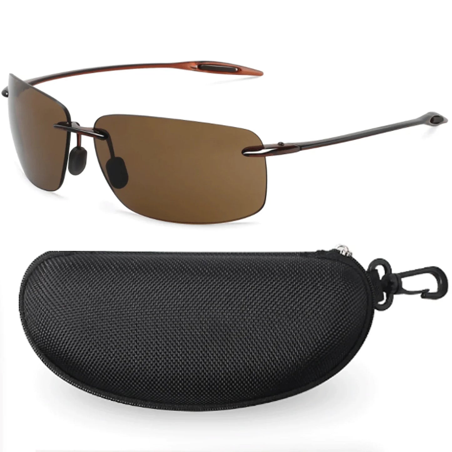 JULI Polarized Classic Sports Rimless Sunglasses – Ultralight Rectangle Frame for Men, Ideal for Fishing, Driving, UV400 Protection, Model MJ8009