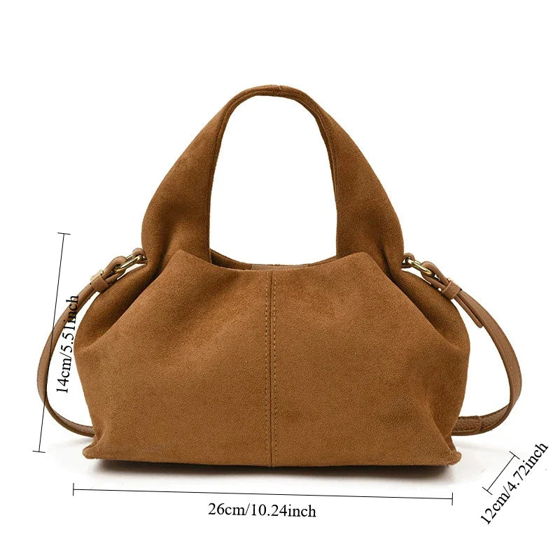 French Cloud Dumpling Shoulder Bag – Frosted Retro Crossbody Handbag with Magnetic Clasp