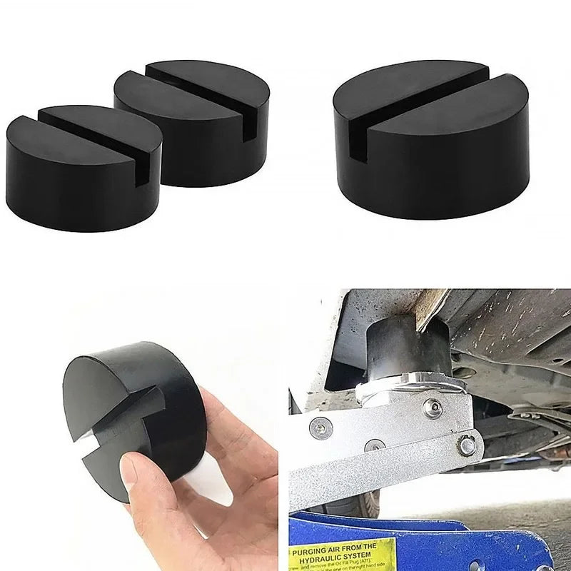 Car Lift Jack Stand Rubber Pads – Black Rubber Slotted Floor Jack Pad, Frame Rail Adapter, Universal Fit