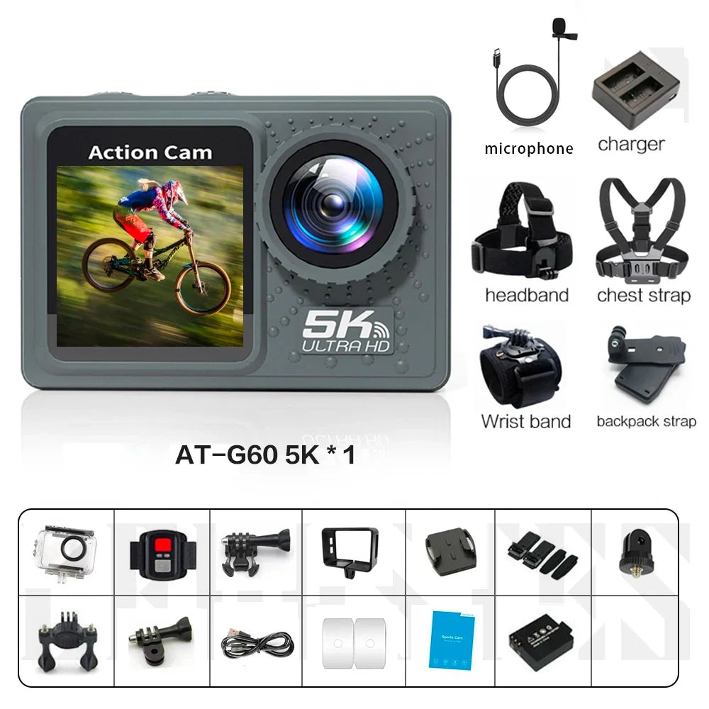 4K 5K Action Bicycle Camera with Electronic Stabilizer – WiFi Sport Helmet Video Recorder Compatible with GoPro