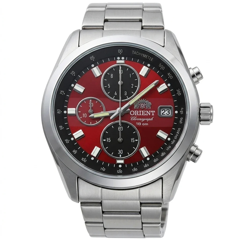 Orient Quartz Chronograph Men's Watch - Tachymeter, Date Display, 100M Water Resistant Stainless Steel Sports Wristwatch