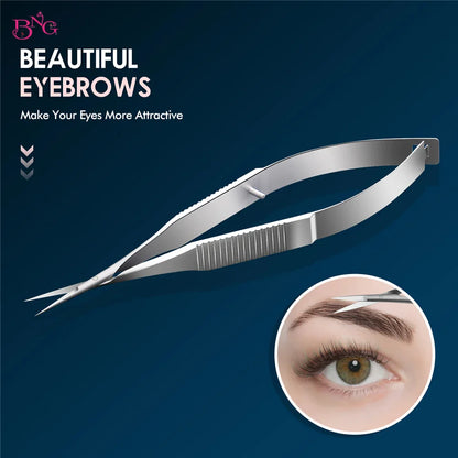 Stainless Steel Eyebrow Makeup Scissors – Curved & Straight Cuticle Trimmer Beauty Tool