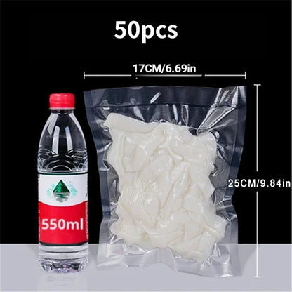 50pcs BPA-Free Reusable Vacuum Sealer Bags - Food Preservation Plastic Sealing Bags for Household Use