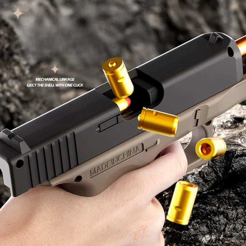 Mini G26 Pocket Toy Gun with Continuous Shell Ejection – Soft Bullet Blaster Airsoft Model Pistol with Blowback Action, Educational Shooting Toy