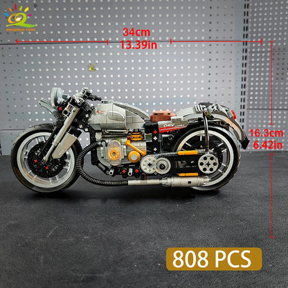 HUIQIBAO 808PCS Technical Motorcycle Building Blocks Set – City Moto Racer Model Kit Bricks Toy for Kids, Boys & Adult Collectors DIY Construction Gift