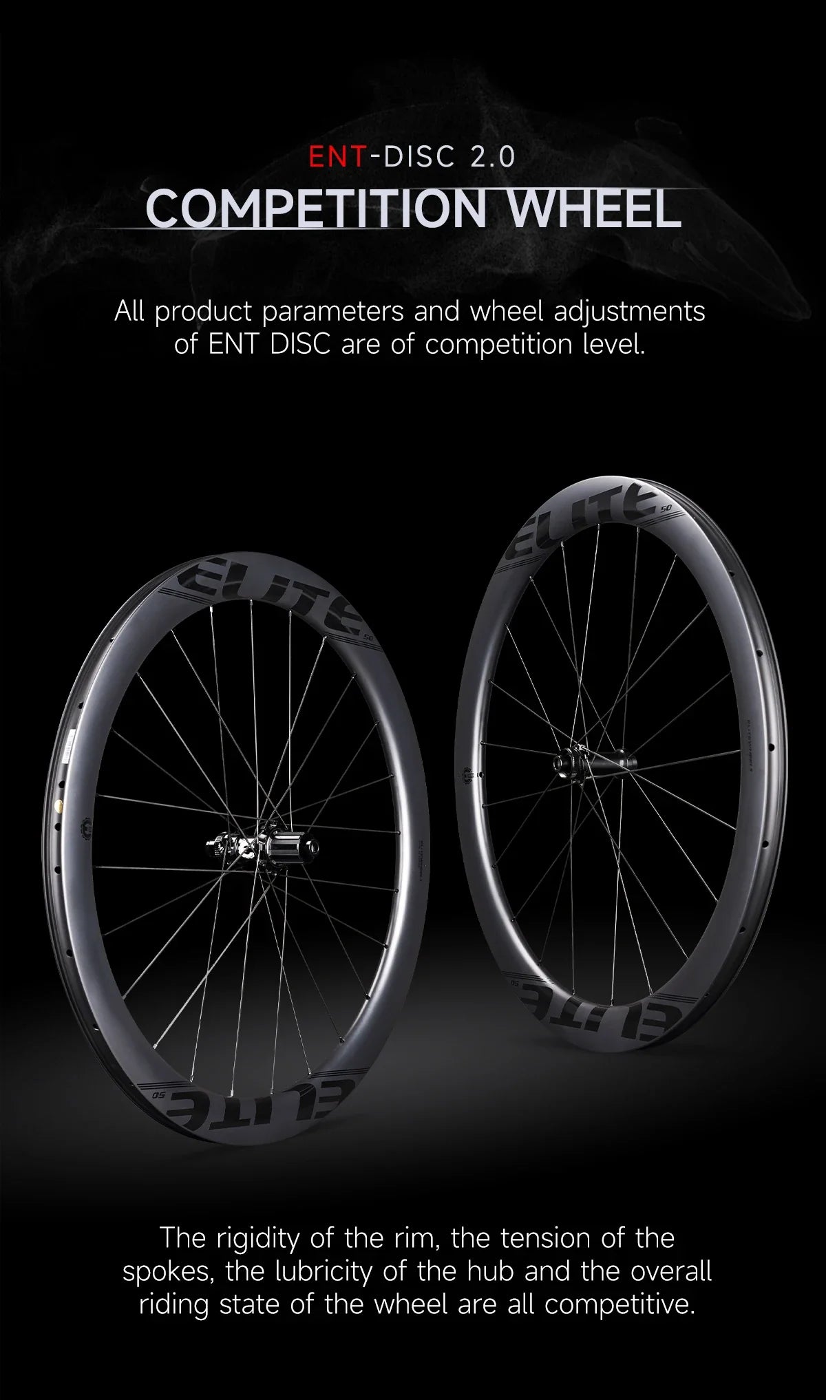 ELITEWHEELS Carbon Wheels ENT 2.0 – 700c Disc Brake Rim, Center Lock Road Bike Wheelset, UCI Quality Racing Wheels