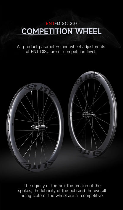 ELITEWHEELS Carbon Wheels ENT 2.0 – 700c Disc Brake Rim, Center Lock Road Bike Wheelset, UCI Quality Racing Wheels