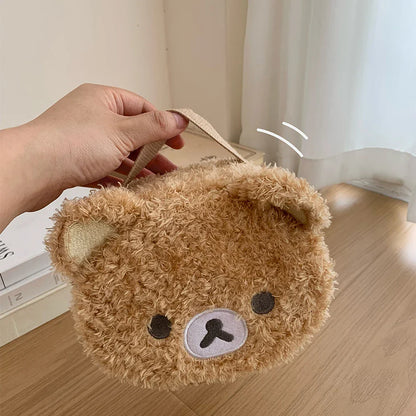 Plush Anime Bear Makeup Case – Cosmetic Bag for Women Jewelry Storage & Organizer Pouch Handbag Travel Gift Accessory