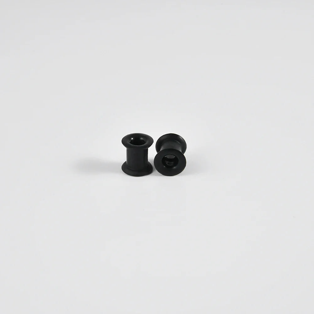 Pair of Supersize Black Silicone Double Flared Ear Tunnel Plugs — Flesh Gauge Expander Stretchers for Piercing