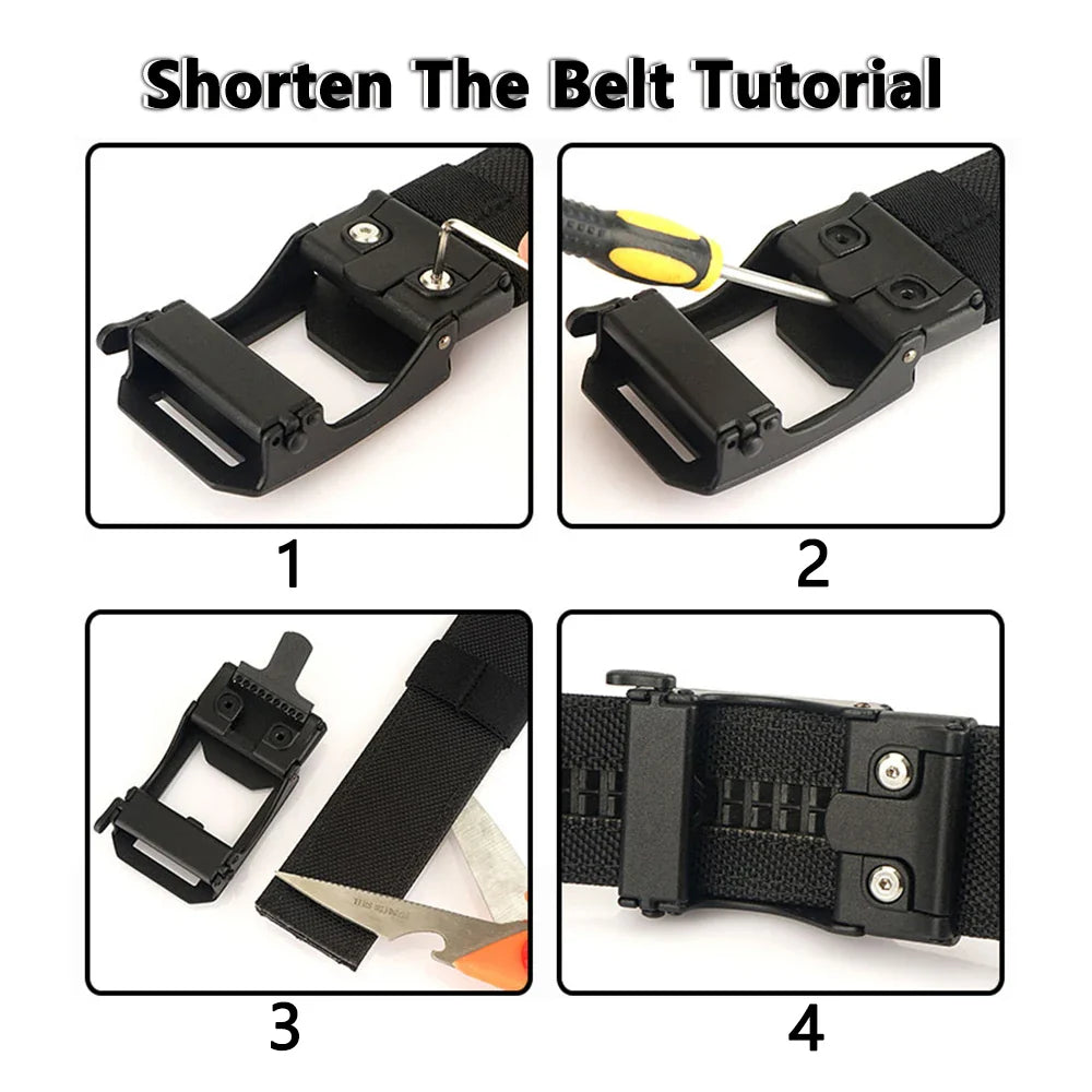 TUSHI Hard Tactical Belt for Men – Sturdy Nylon with Metal Automatic Buckle, Military & Police Duty, Outdoor IPSC Accessories