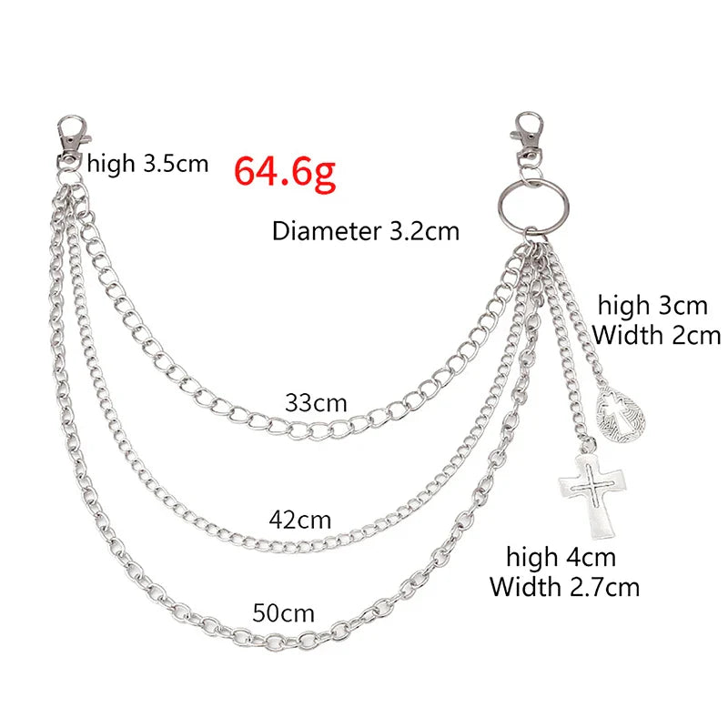Punk Rock Metal Waist Chain Keychain – Unisex Hip-Hop Jewelry for Jeans, Wallets & Accessories