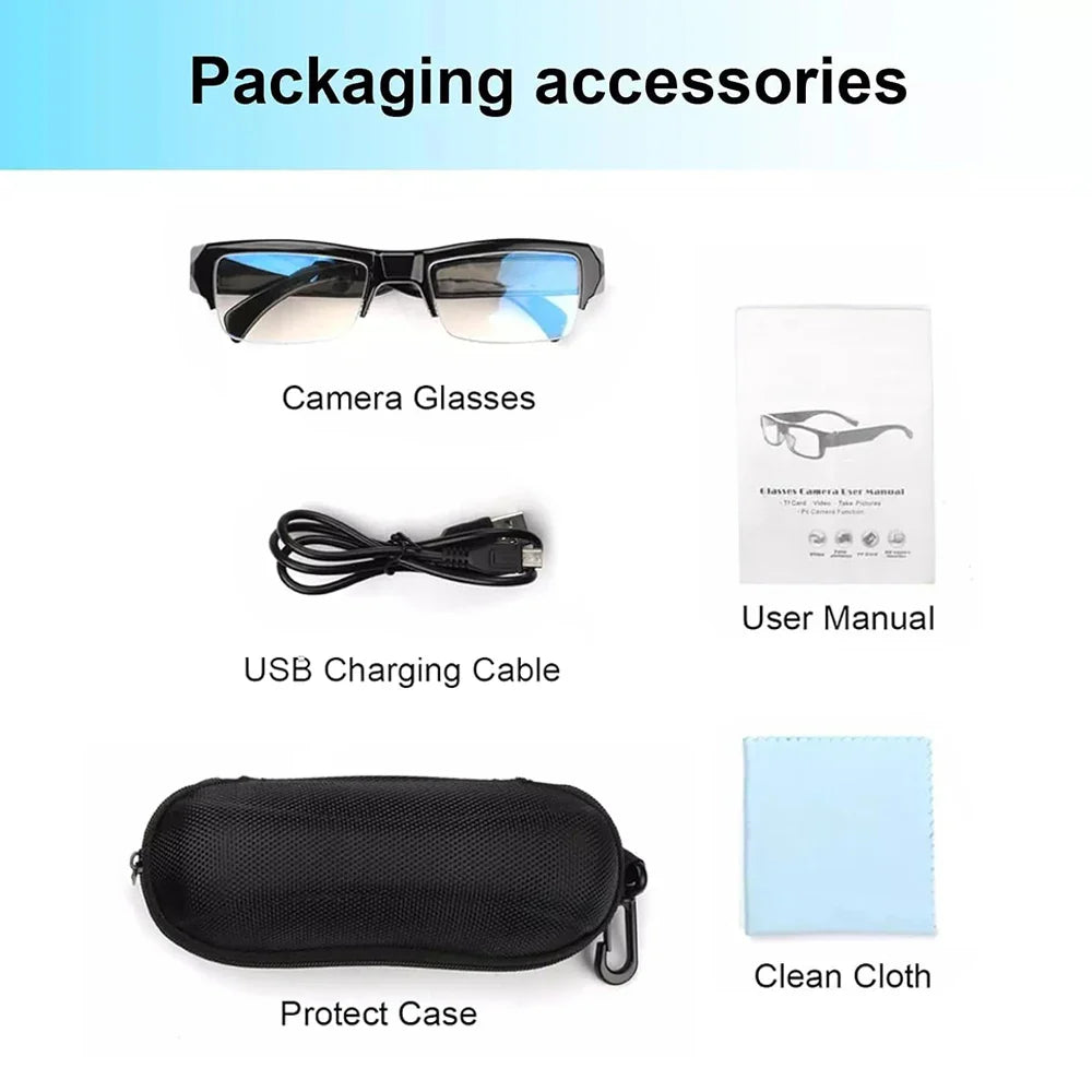 HD 1080P Mini Camera Glasses – DVR Video Recording Sports Sunglasses for Driving, Outdoor & Conference Use