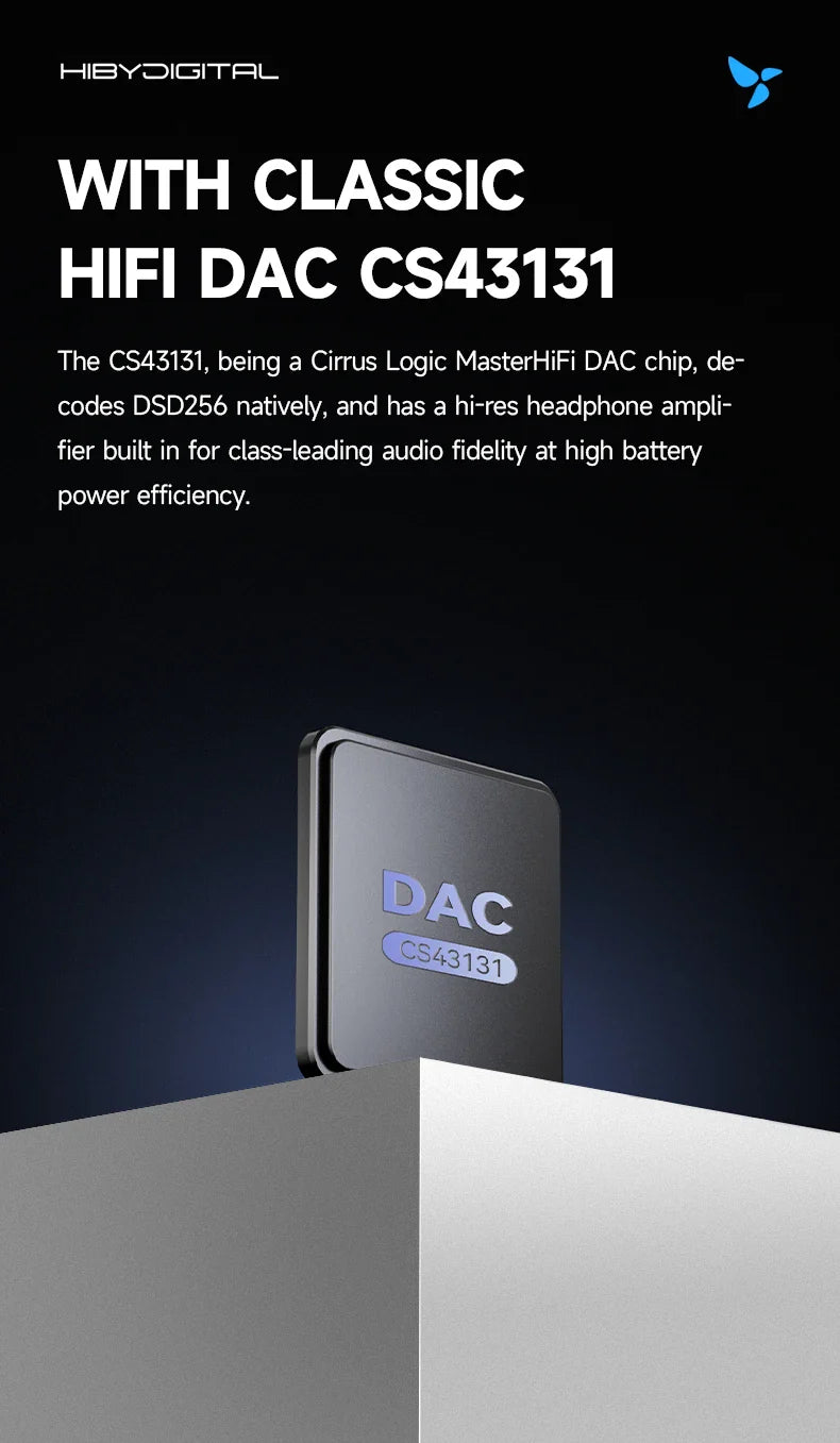HiBy Digital M300 Android 13 Music Player - MP3, HiFi Audio, Bluetooth, WiFi, USB DAC, DSD, FM Radio, Dual Mic, Built-in Speaker, 29hr Battery