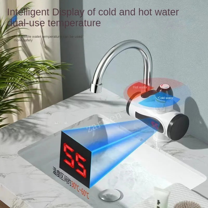 Electric Instant Kitchen Water Heater Faucet — Tankless Hot & Cold Heating Tap