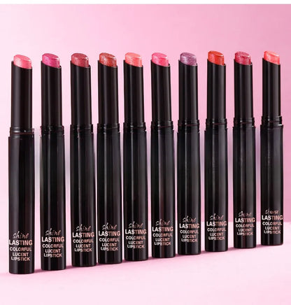 Diamond Pearlescent Waterproof Lipstick – Long-Lasting Matte Velvet Red Lip Makeup Cosmetics