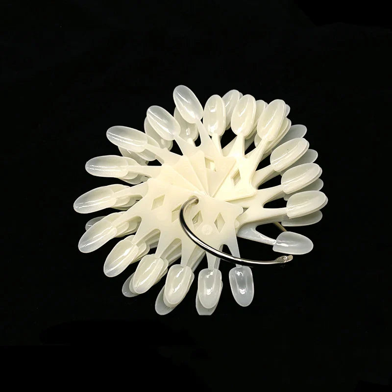 50Pcs Oval Fan Style False Nail Art Display: Clear Nature Nail Swatch Polish Stand Tips for Manicure Practice - Nail Accessories Tool