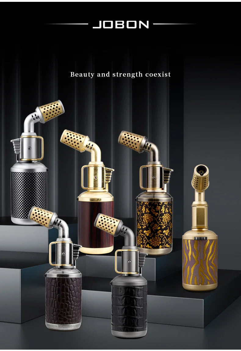 JOBON Creative Cigar Lighter | Windproof Blue Flame with Locking Rotor & UV Transfer Print, Unique Gift Craft