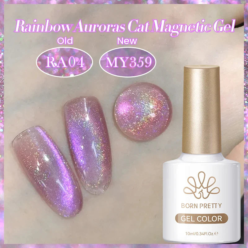 BORN PRETTY Cat Magnetic Gel Nail Polish 117 Colors 10ml Full Coverage Semi-Permanent Soak-Off Nail Varnish for Salon Manicure Glitter Cat Eye Nails