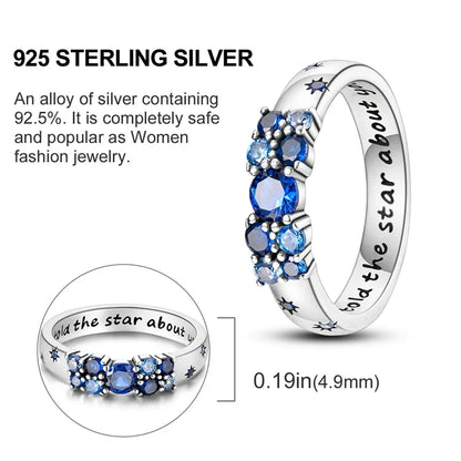 925 Sterling Silver Ring – Infinite Love Star & Moon Design for Women, Wedding Jewelry Gift