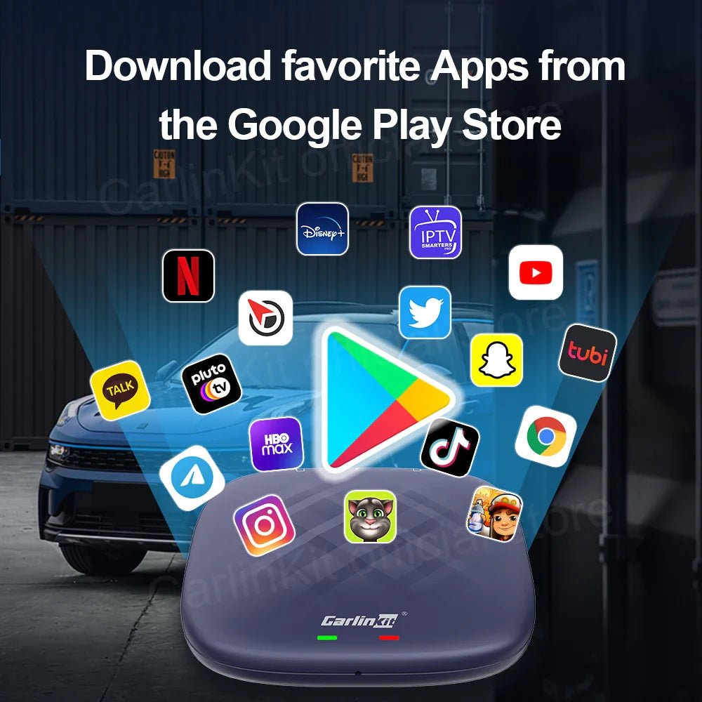 CarlinKit Android 13 AI TV Box – 8-Core Wireless CarPlay & Android Auto with Split Screen, 64G/128G for Netflix, YouTube, Play Store