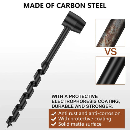 Bushcraft Outdoor Survival Hand Drill - Carbon Steel Manual Auger Drill Bit, Self-Tapping Wood Punch Tool