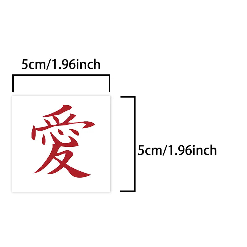 Japanese 'Love' Temporary Tattoo Stickers – Long-Lasting Waterproof Realistic Fake Tattoos for Men & Women
