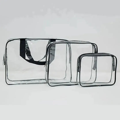 3-Size Transparent Toiletry Bags – Large Capacity Travel Organizer Stroller Bag for Makeup, Cosmetics & Multifunctional Storage