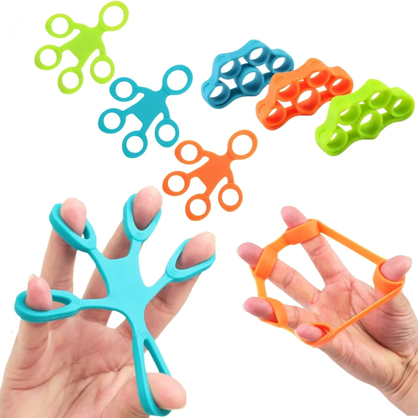 Silicone Finger Stretcher Trainer – 5-Finger Hand Grip Strength & Rehabilitation Exercise Tool for Musicians, Climbers & Therapy Use