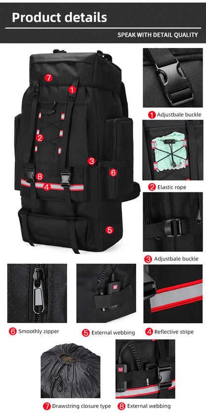 130L Hiking & Camping Backpack - Large Molle Trekking Rucksack for Men, Outdoor Travel & Sports Bag