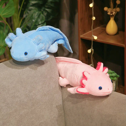 Kawaii Colorful Newt Plush Toy — 23-80cm Cute Axolotl Salamander Stuffed Animal, Fuzzy Long Pillow Cushion for Kids Gift