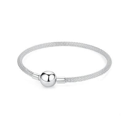 925 Sterling Silver Love Heart Charm Bracelet – Rose Gold Snake Chain Bangle for Women | DIY Luxury Bead Jewelry Accessories