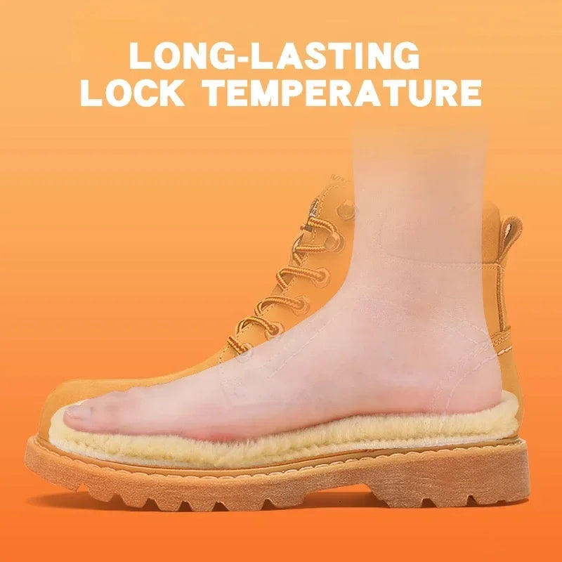1 Pair Size 35-45 Thicken Thermal Insoles - Winter Plush Wool Warm Insoles for Men and Women, Natural Snow Boots Heating Insole