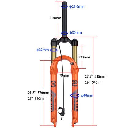 BOLANY Mountain Bike Fork – 29 Inch MTB Air Suspension, Shock Absorbing Fork for Downhill & MTB Bikes