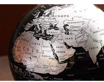 Rotating World Globe with Metal Base – Educational Geography Globe for Children, Classroom Learning Stand