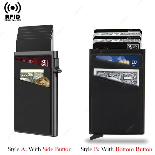 Anti-Theft RFID Aluminum Card Holder – Minimalist Smart Wallet Metal Case for Card Protection