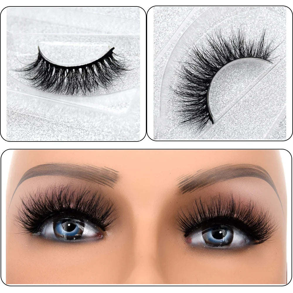 3D Real Mink False Eyelashes – Thick Handmade Strip Lashes with Glitter Packing for Makeup Beauty D101