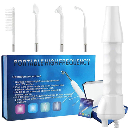 4 in 1 Electrode Glass Tube Machine - High Frequency Skin Spot Acne Wand for Facial Spa & Skin Care Electrotherapy
