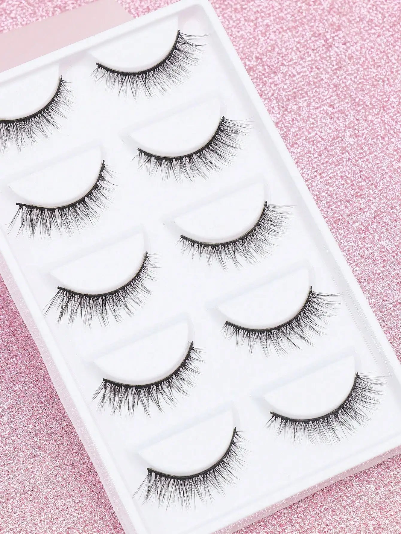 5 Pairs Cat Eye Faux Mink Eyelashes – Winged Long Natural Manga Style False Lashes Makeup Set