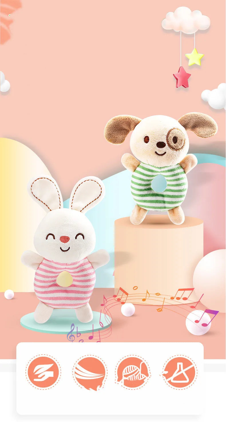 Newborn Baby Rattle Toy – Plush Cartoon Animal Hand Ring for Infants 0-24 Months, Toddler Early Educational Bed Toy