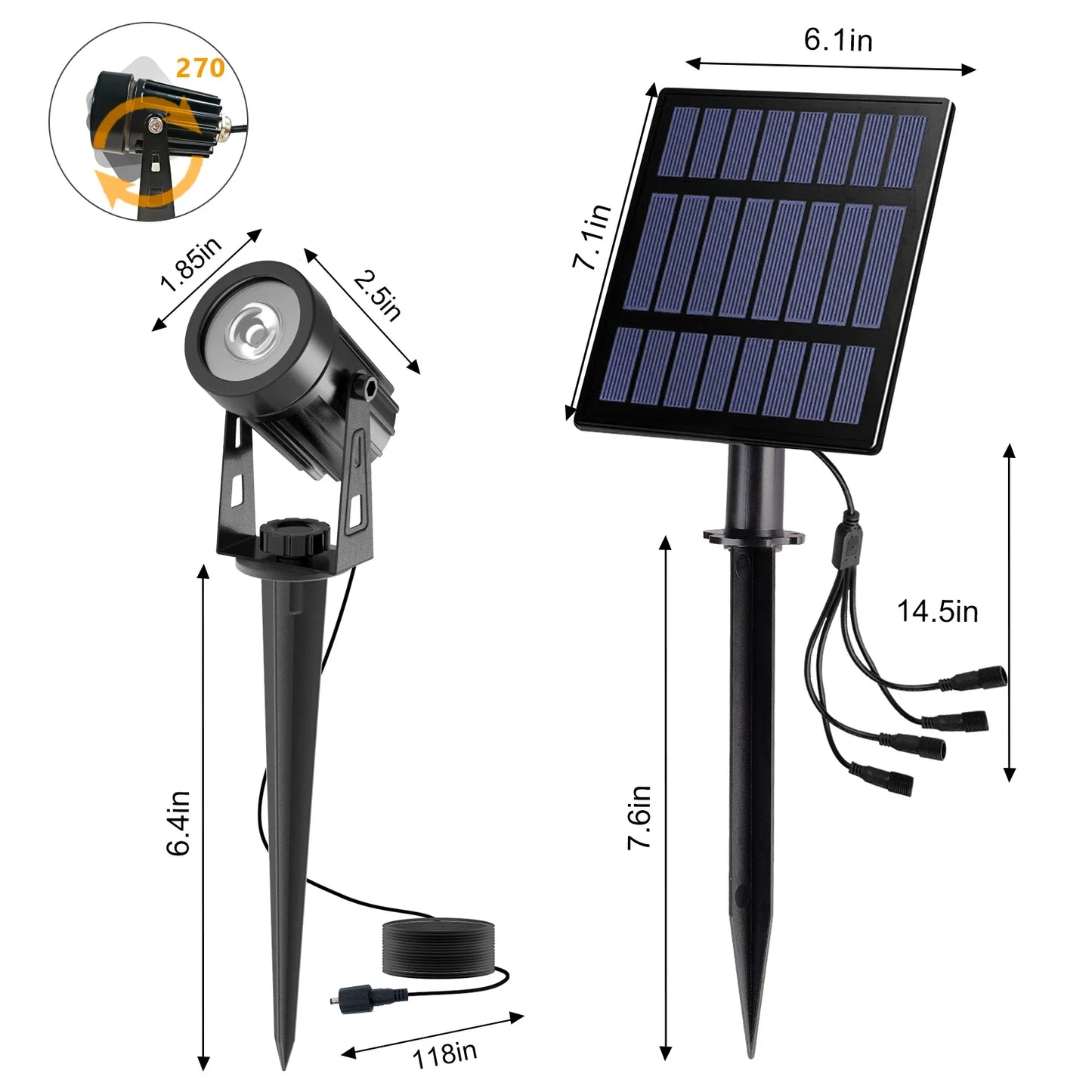 3000K RGB Solar LED Spotlight – Waterproof IP65 Outdoor Solar Garden Wall Light