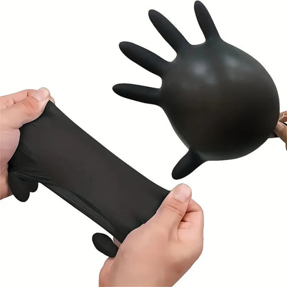 Black Nitrile Gloves - 100/50/20PCS Thickened Disposable Gloves for Cleaning, Hairdressing, Waterproof Dishwashing, and Tattoo Use