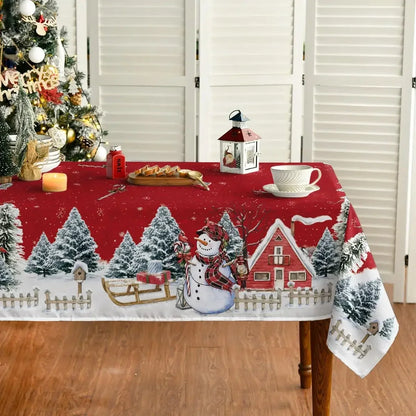 2025 Christmas Snowman & Xmas Tree Tablecloth – Reusable Waterproof Winter Party Table Decor