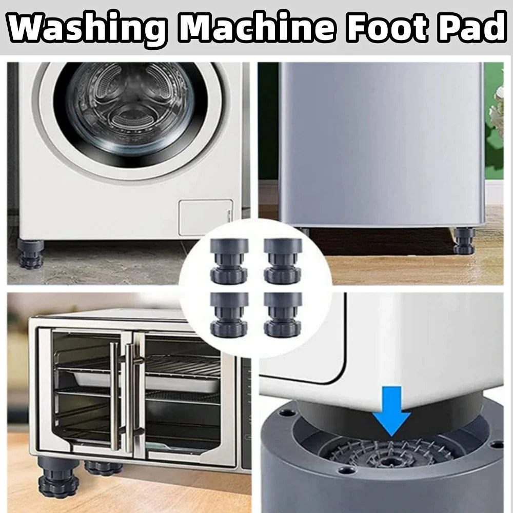 4PCS Washing Machine Foot Pads – Noise-Reducing, Shock-Absorbing, Non-Slip Brackets for Refrigerator & Appliances