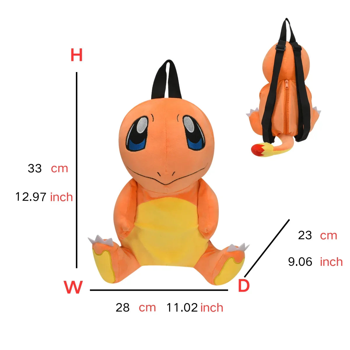 Pokémon Plush Backpack — Gengar, Mimikyu, Eevee, Snorlax, Charmander, Charizard, Mew, Rowlet Stuffed Toy Shoulder Bag for Kids & Gifts