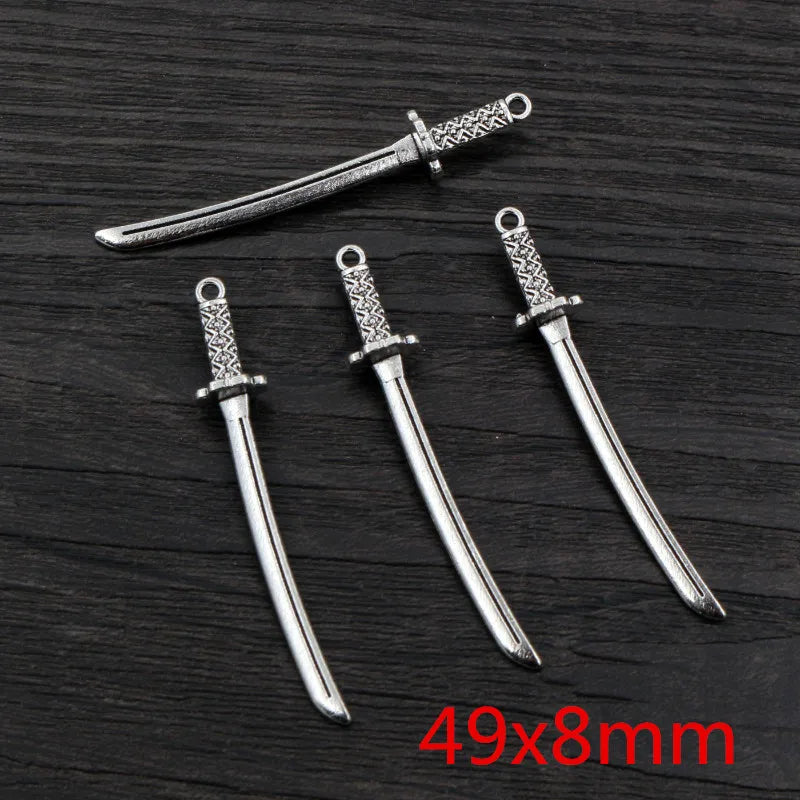 10pcs Antique Silver Sword Charms - DIY Jewelry Making Pendants Necklace Craft Accessories Findings