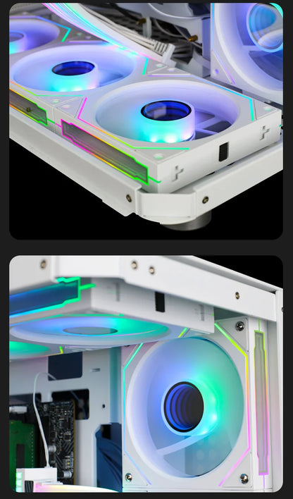 JUMPEAK MX120 360mm Modular Wireless Splicing PC Cooling Fan – 120mm ARGB Case Fan with Infinite Mirror Effect for Computer Water Cooler