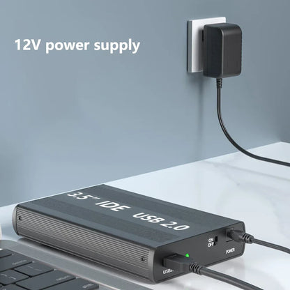 2.5"/3.5" IDE HDD External Enclosure — USB 2.0 Hard Drive Box for Desktop, PC, Laptop & Phone
